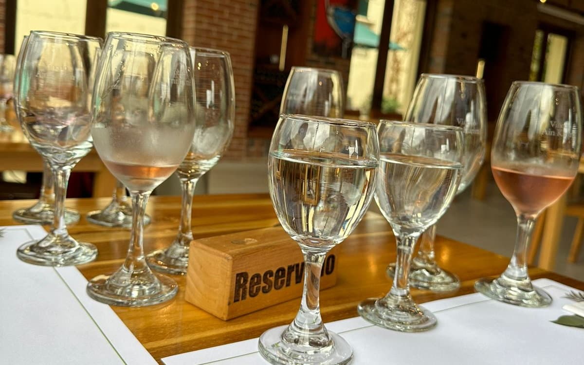 La mesa reservada para la cata en el viñedo Ain Karim, 9 de junio de 2024