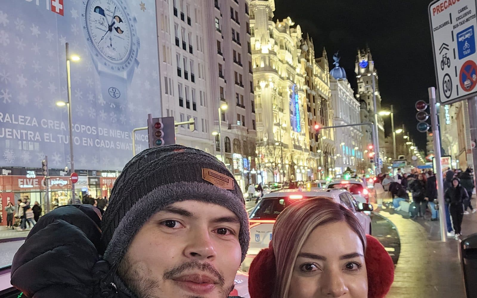 La Gran Vía de Madrid de noche, febrero de 2026